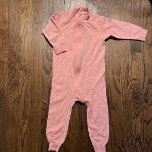 Polarn O Pyret merino wool terry romper zip pink 1-1.5 years